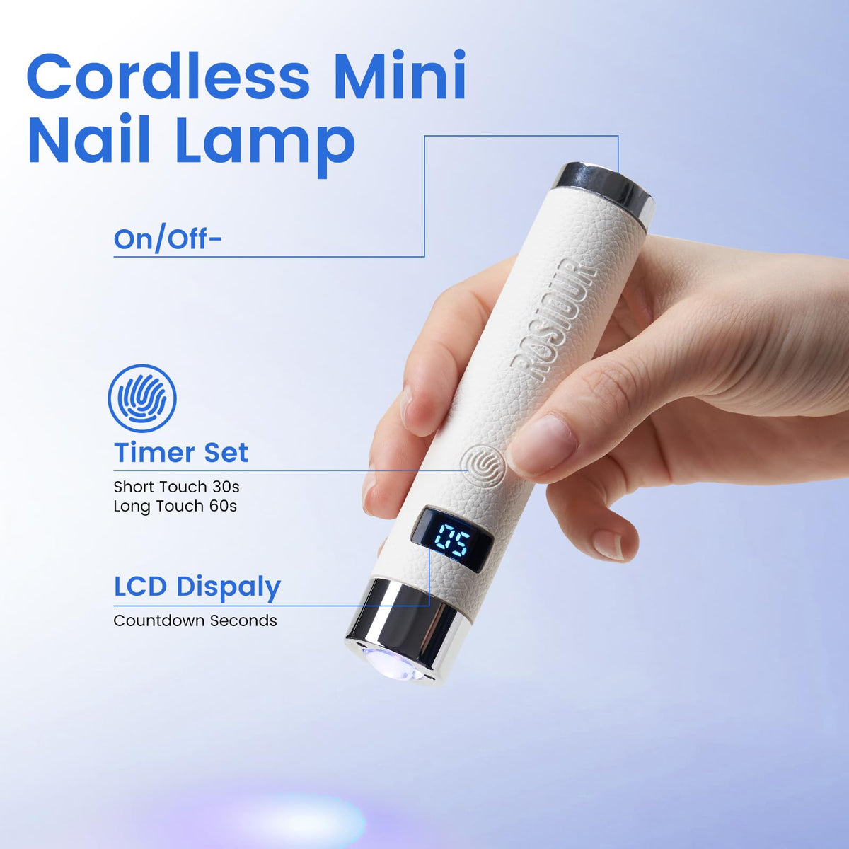 Rosiour attached to magnetic stand for hands-free gel polish curing