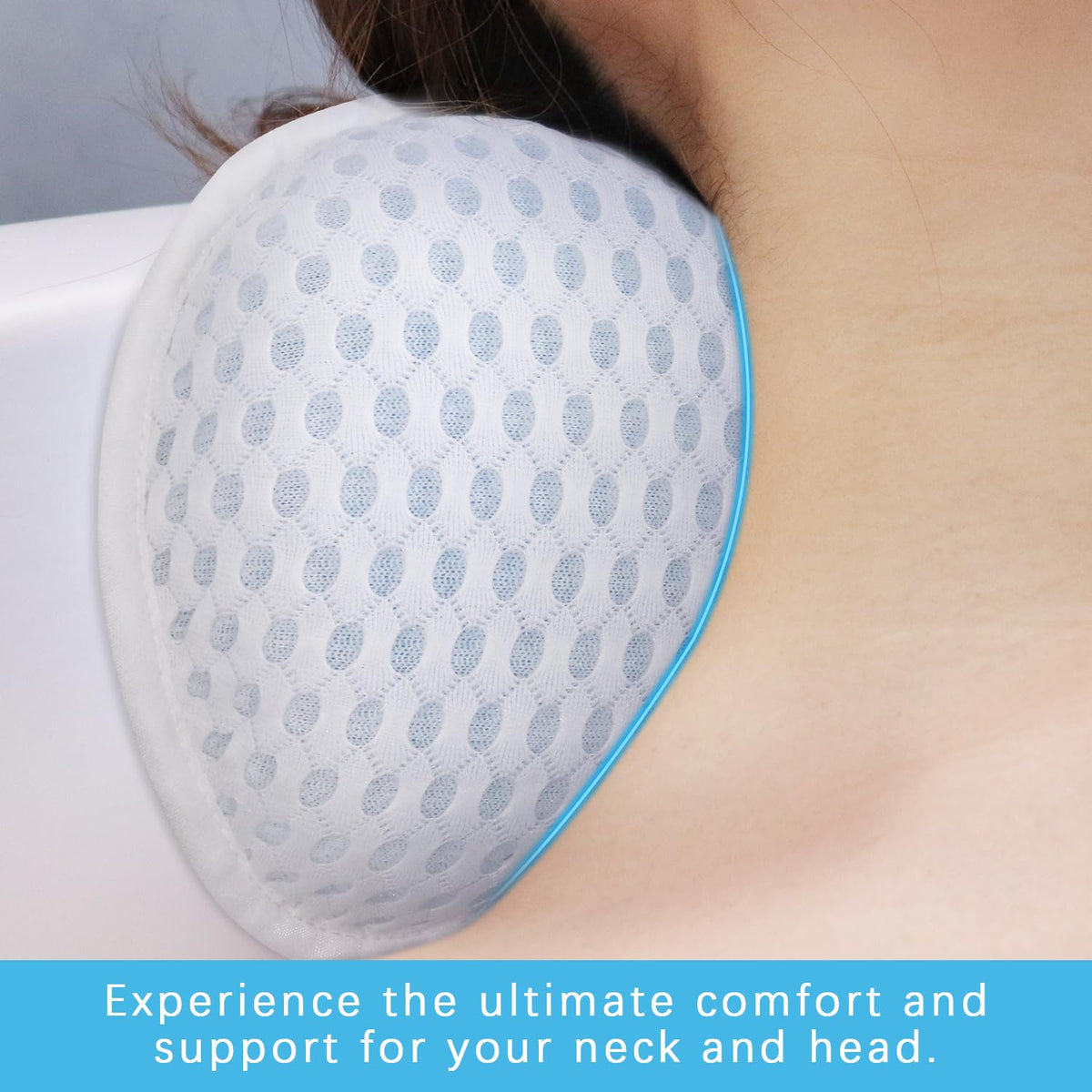 Roslim in use in bathtub illustrating neck and upper back support