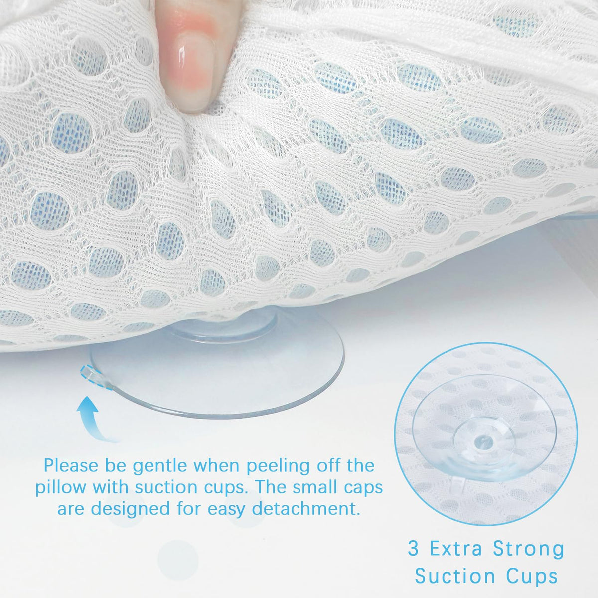 Roslim suction cups closeup showing strong non-slip bathtub attachment