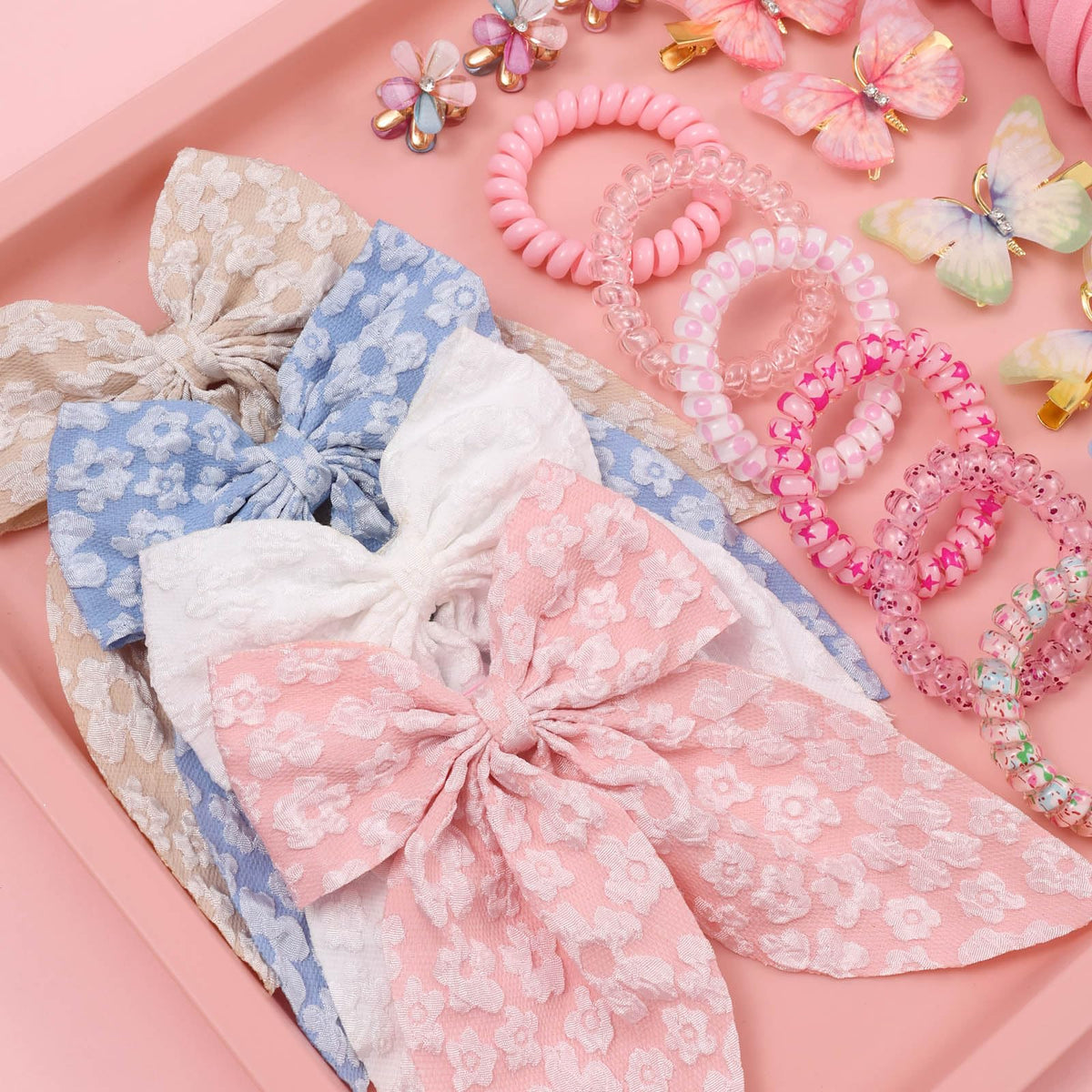 Rosvia embroidered toddler bows clipped in hair, adds charming finishing touch