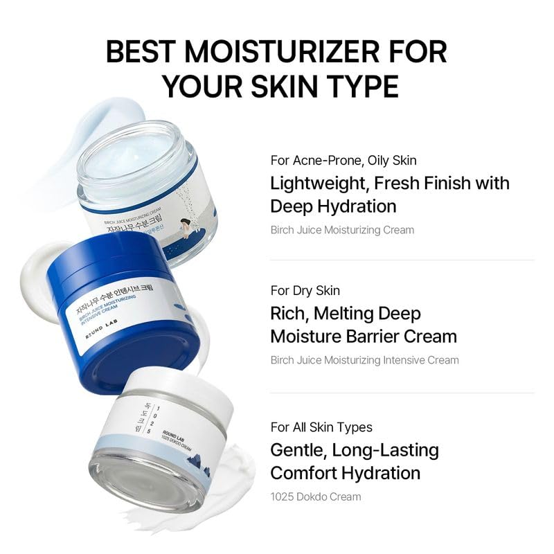 ROUND LAB before and after skin comparison, displays reduced shine look