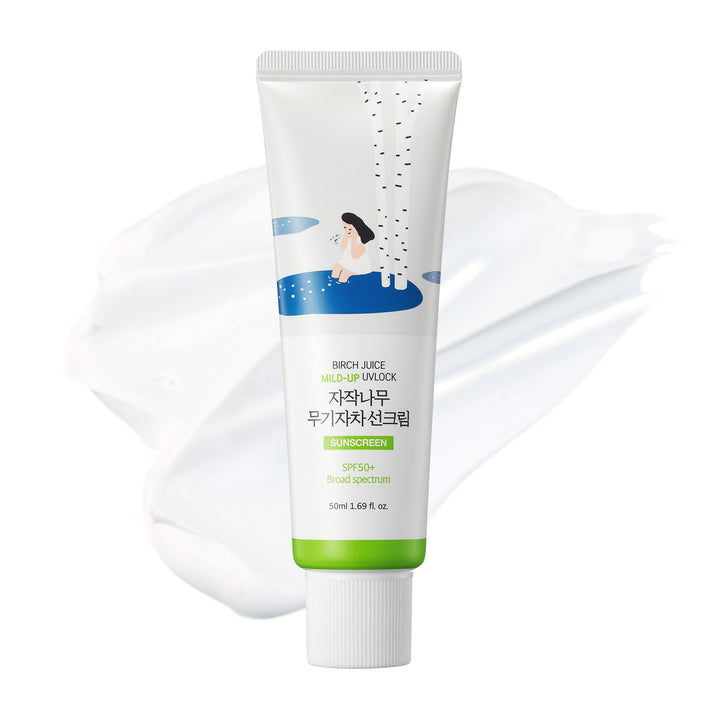 ROUND LAB front packaging showing SPF 50+ zinc oxide protection and compact tube benefit