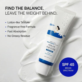 ROUND LAB lotion on hand demonstrating lightweight, hydrating finish