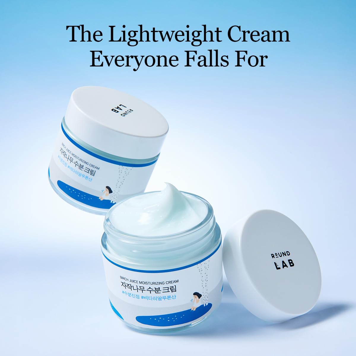 ROUND LAB cream texture on spatula showing lightweight hydration