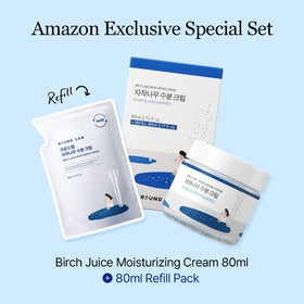 ROUND LAB refill pouch beside jar highlighting eco benefit