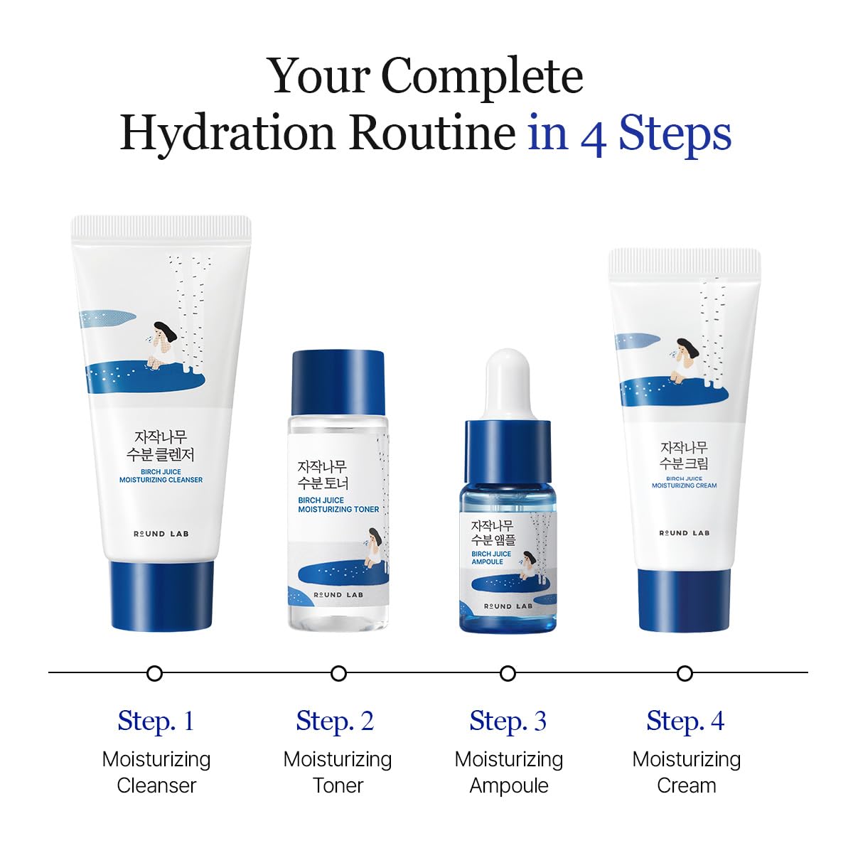ROUND LAB toner being poured to show lightweight hydrating texture and absorption