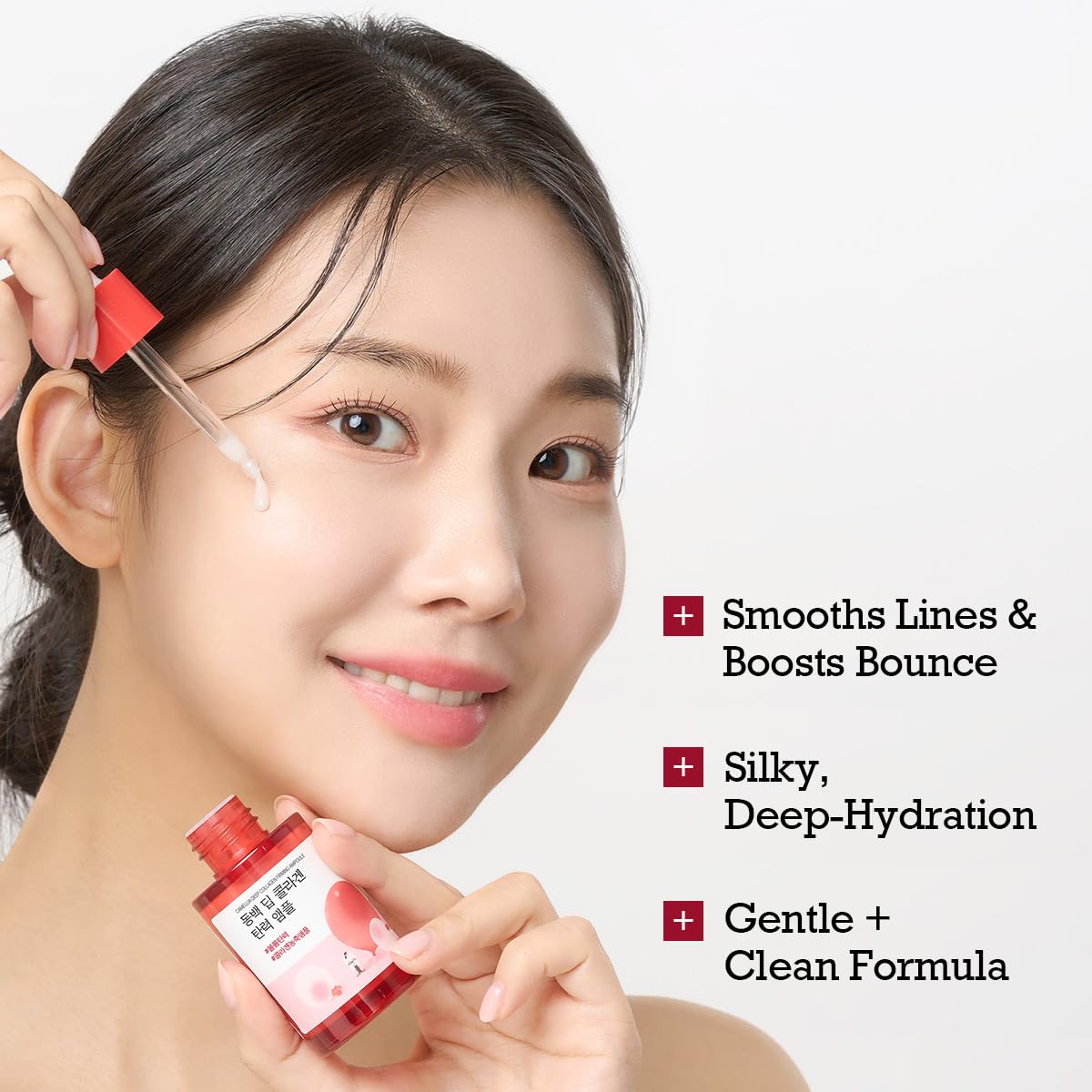 ROUND LAB close-up pink serum texture showing lightweight hydrating feel