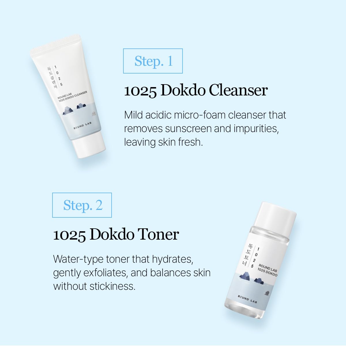 ROUND LAB ampoule dropper detail highlighting concentrated moisturizing benefit