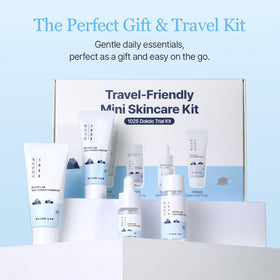 ROUND LAB travel pouch set styled for travel convenience and routine consistency