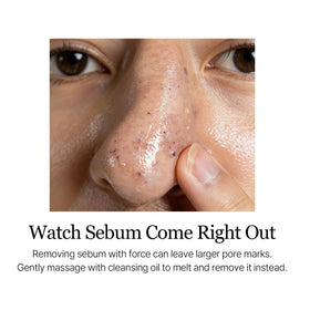 ROUND LAB in hand application showing gentle massage benefit and smooth break-down of makeup
