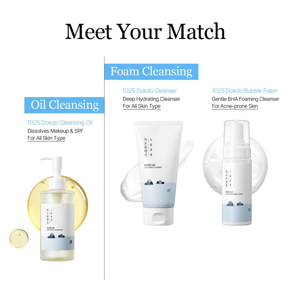 ROUND LAB Dokdo ingredient visual highlighting naturally derived oils and soothing properties