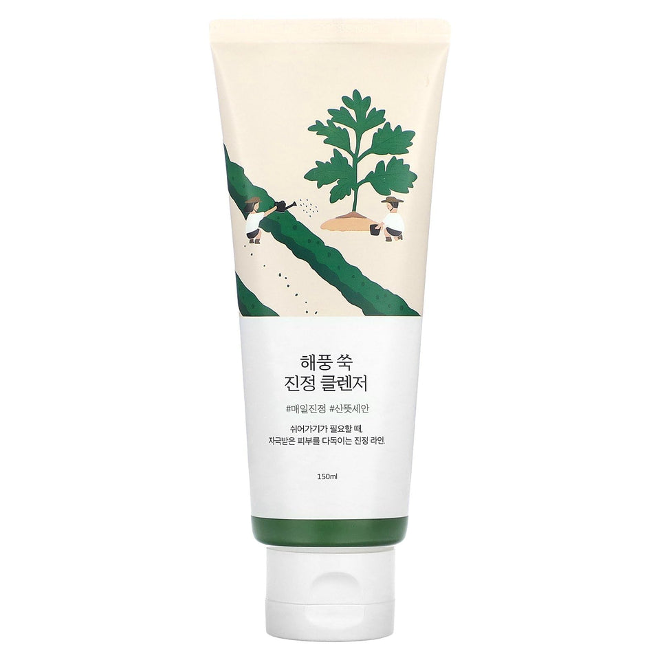 ROUND LAB mugwort calming cleanser front packaging showing size and label for gentle daily cleansing