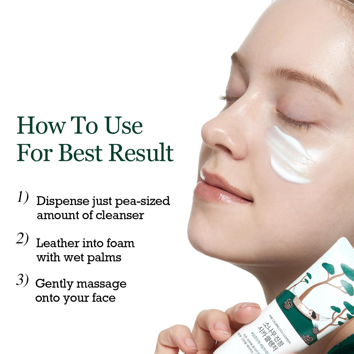 ROUND LAB cleanser in use with hands washing face for clarity