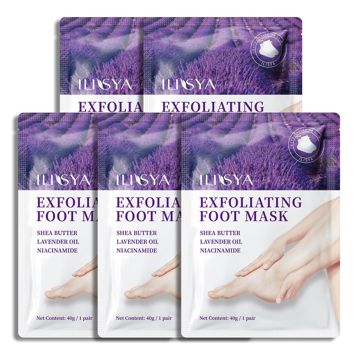ROUSE front packaging showing five foot peel mask socks and benefits