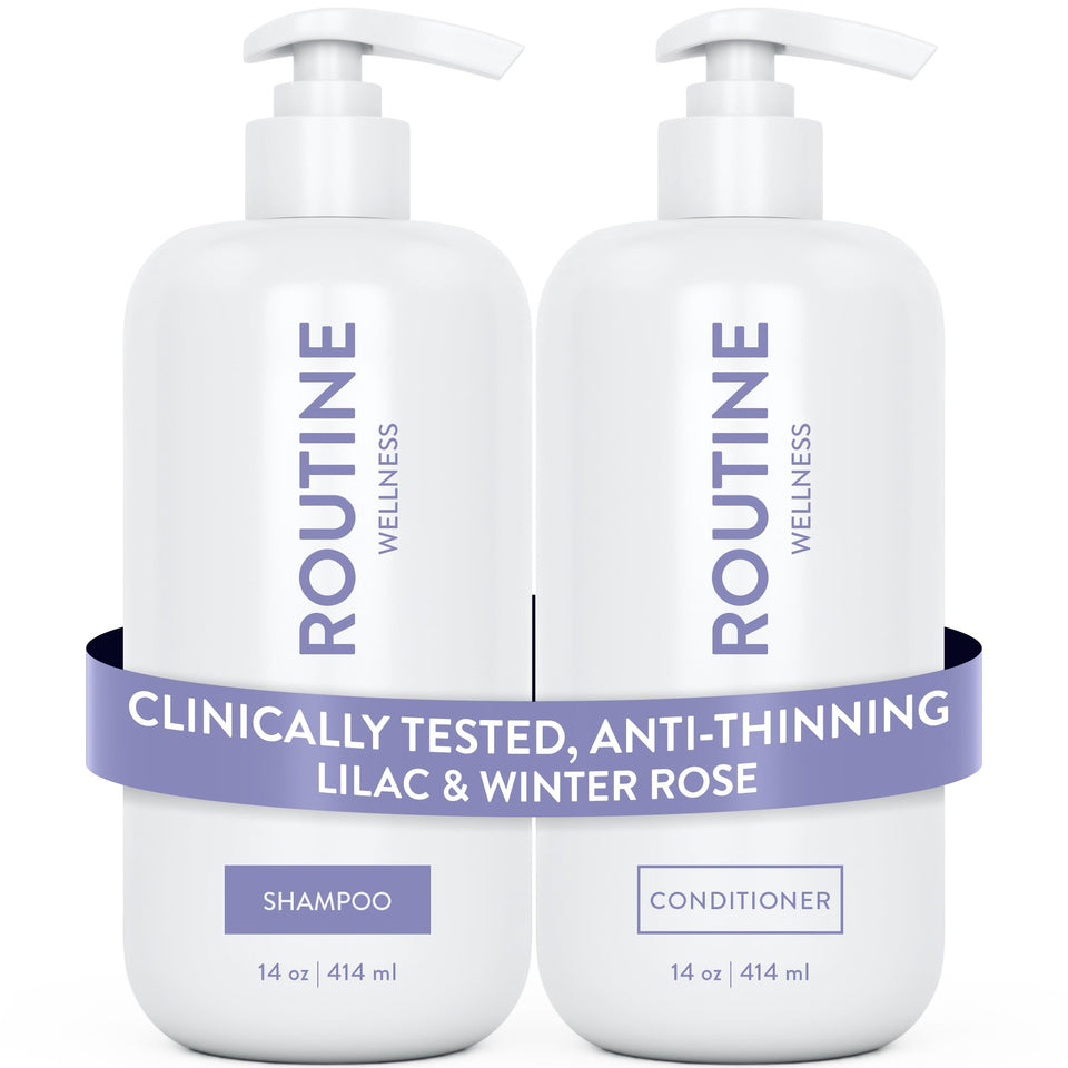 Routine Wellness front packaging of lilac and winter rose set showing product duo and scent benefit
