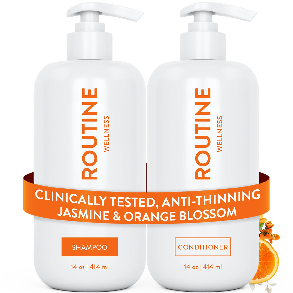 Routine Wellness front packaging set showing volumizing duo and scent benefits