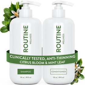 Routine Wellness front packaging view showing both bottles with fresh scent benefit