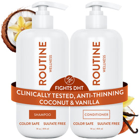 Routine Wellness front packaging showing set and scent for confident volume