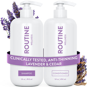 Routine Wellness front packaging showing volumizing duo and benefits