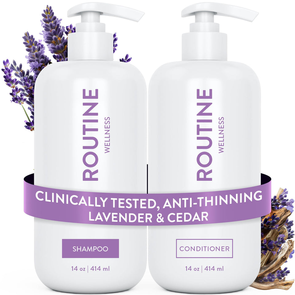 Routine Wellness front packaging showing volumizing duo and benefits