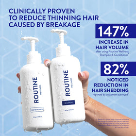 Routine Wellness shampoo texture on hand showing lightweight lather benefit