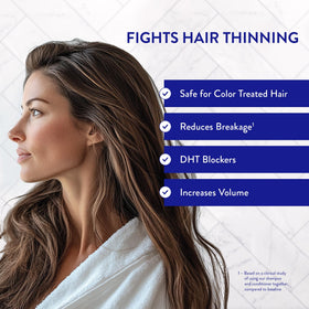 Routine Wellness shampoo texture on palm showing lightweight lather for fuller hair benefit