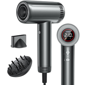 ROUUO front view showing compact dryer and ergonomic handle for comfortable styling