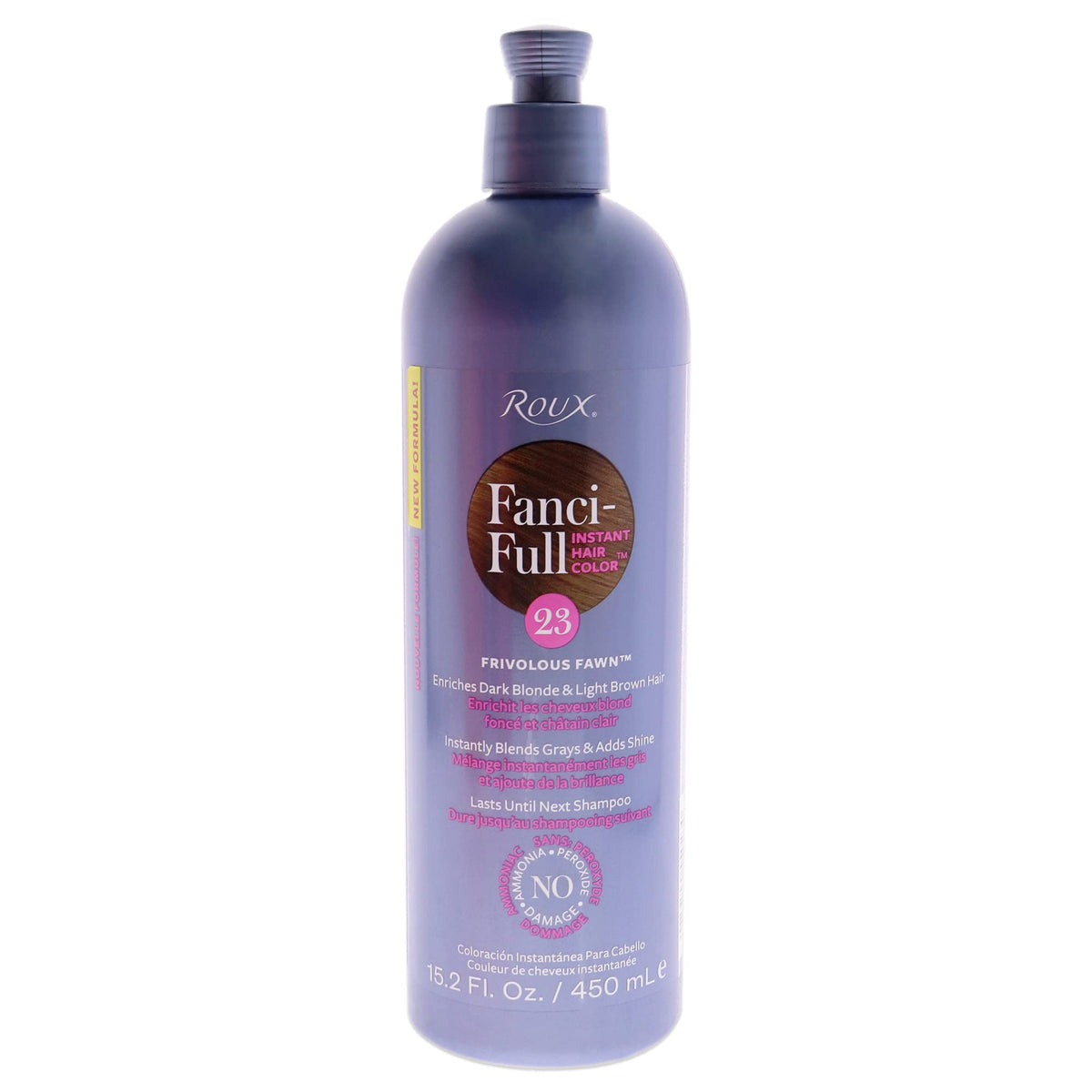 Roux Fanci-Full front packaging showing 23 Frivolous Fawn and benefits