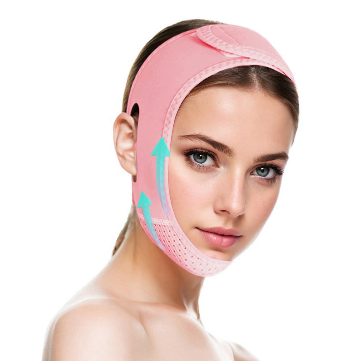 ROWMATE front view of medium pink V Line strap showing packaging and design benefit