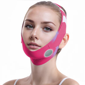 ROWMATE front view of red V-Line mask showing snug chin support benefit
