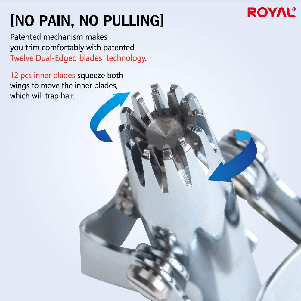 ROYAL Birdie close-up of rotary head demonstrating safe recessed cutters