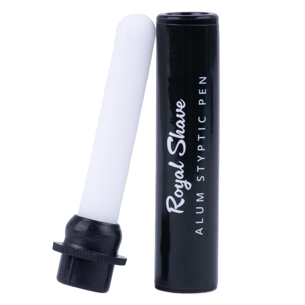 Royal Shave front packaging of styptic pen showing compact travel-ready benefit