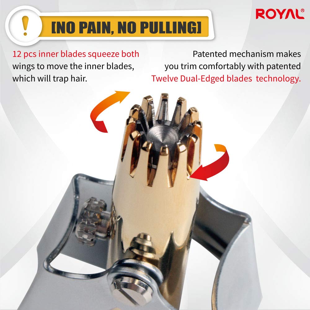 ROYAL trimmer head being rinsed under running water demonstrating easy cleaning