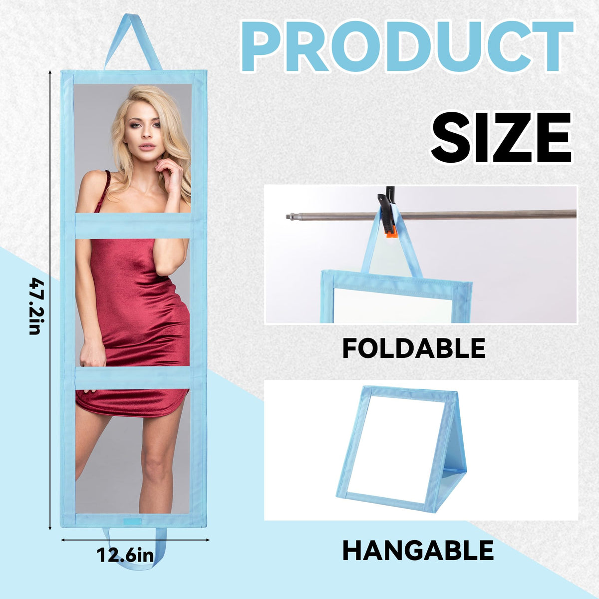 ROYALAY folded mirror in storage bag for compact travel and protected transport