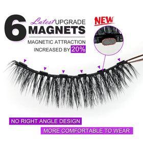 royaomis close-up of six magnets on lash strip for stronger secure hold