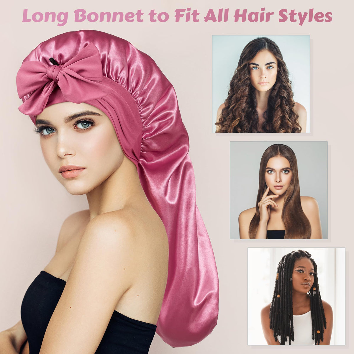 ROYBENS bonnet in use holding braids neatly overnight benefit