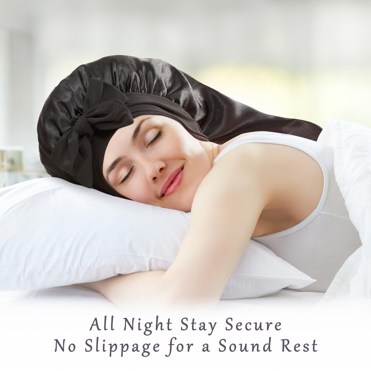 ROYBENS bonnet on bedside showing convenience and nightly protection