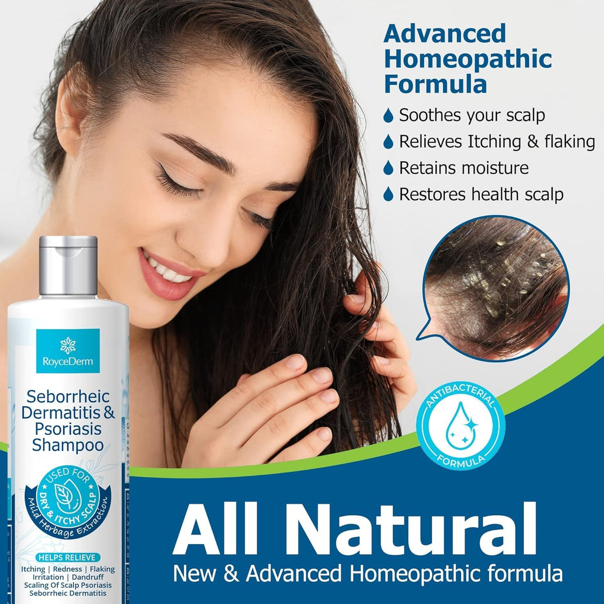 Roycederm dispensing shampoo from bottle for easy application benefit