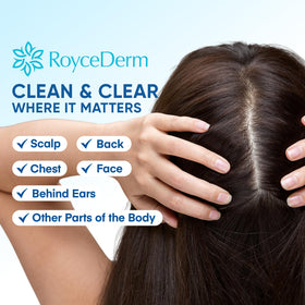 Roycederm applying serum to facial area, shows gentle calming for sensitive skin