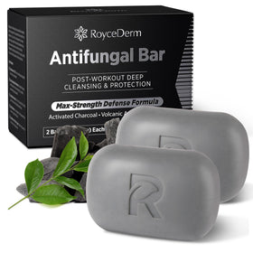 Roycederm front packaging showing two medicated antifungal soap bars for active skin