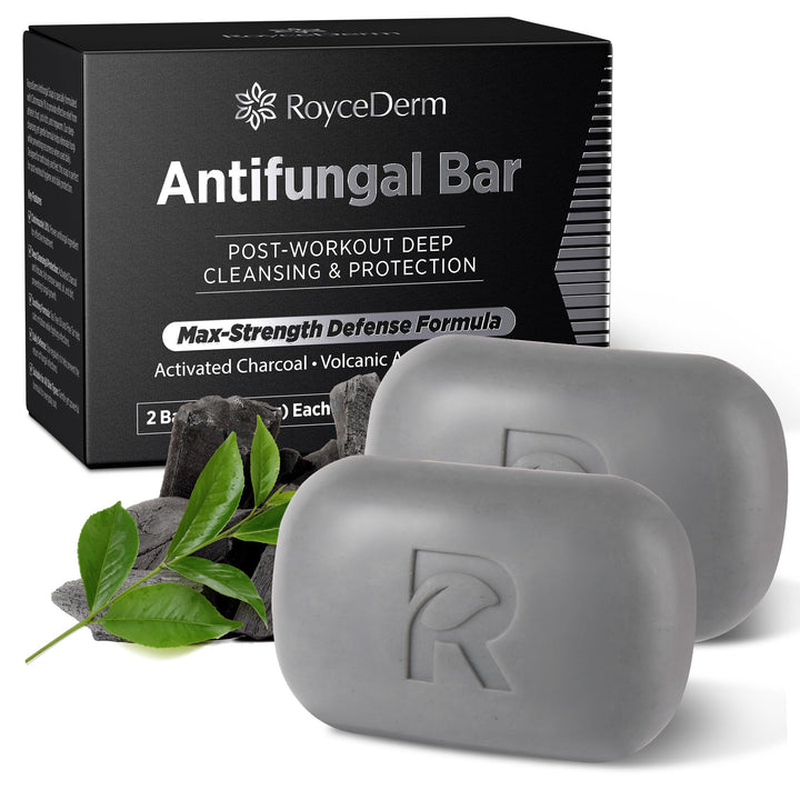 Roycederm front packaging showing two medicated antifungal soap bars for active skin
