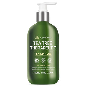 Roycederm front packaging showing medicated tea tree shampoo benefits