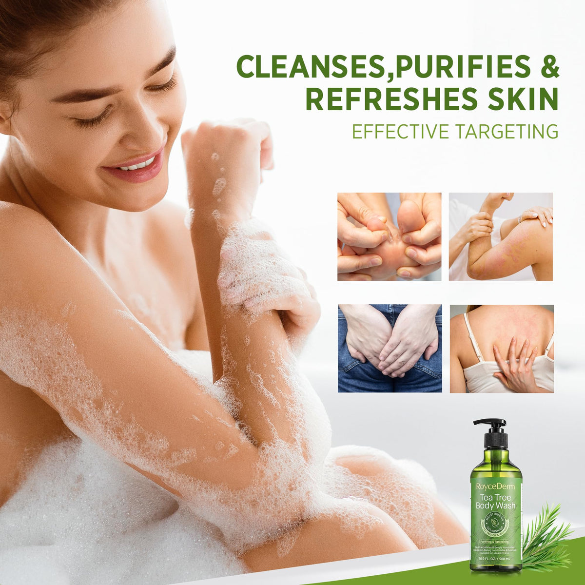 RoyceDerm body wash in shower use refreshing skin after workout