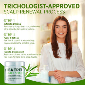 Roycederm ingredients display with tea tree and shea butter for balance