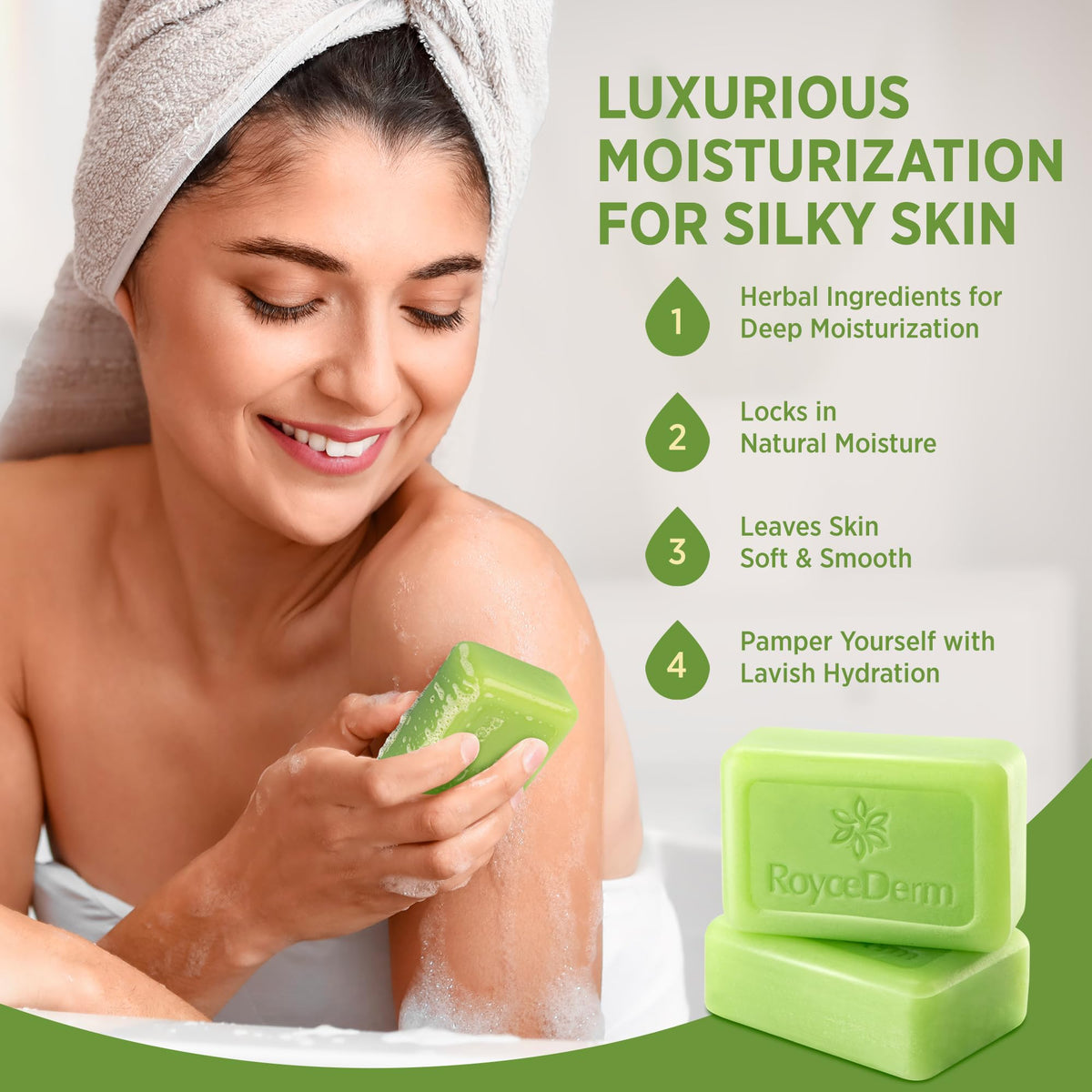 Roycederm lather in hand demonstrating rich foam that cleanses and deposits antifungal agent