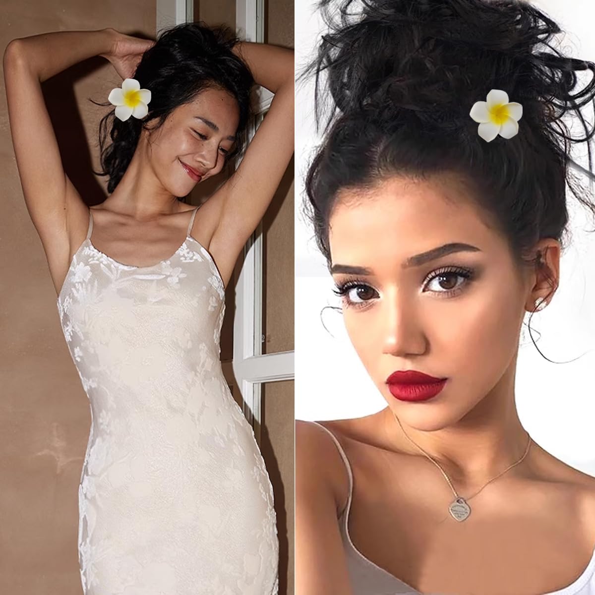 ROYHOO flower clip in bridal updo demonstrating decorative hold and style