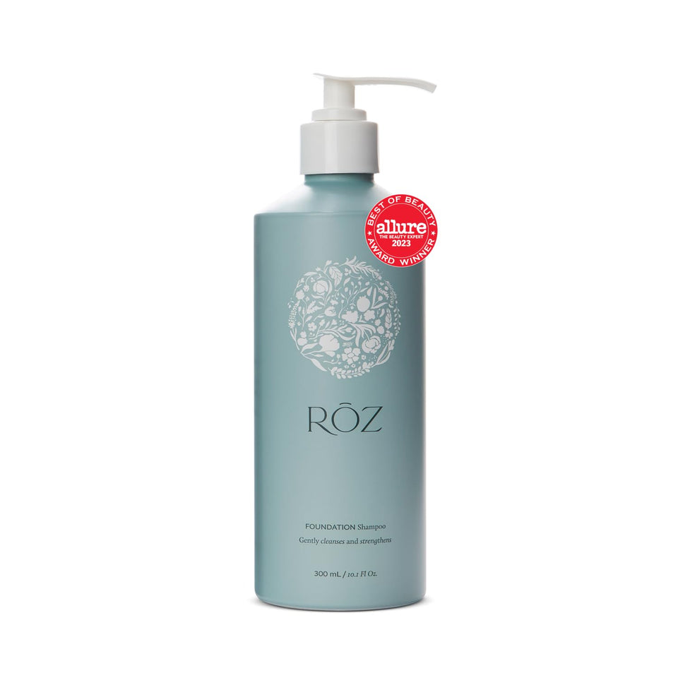 RŌZ bottle front view showing branding and clean formula benefits
