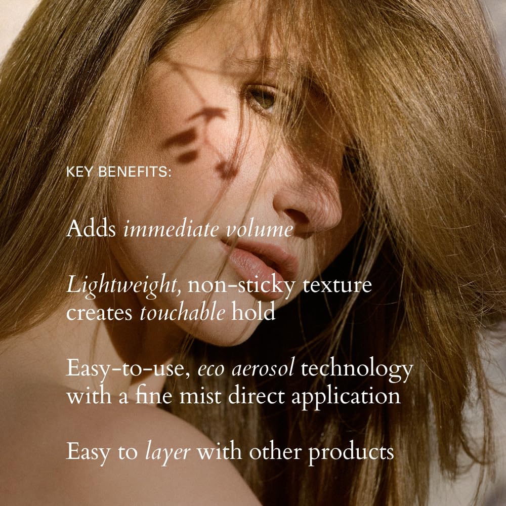 RŌZ root lift spray texture sprayed on hand showing fine mist, demonstrates non-sticky feel
