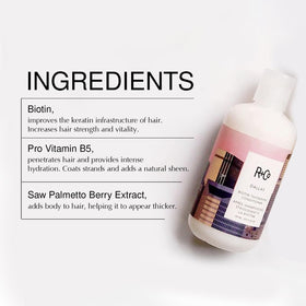 R+Co bottles held in hand to show size and portable 8.5 oz convenience
