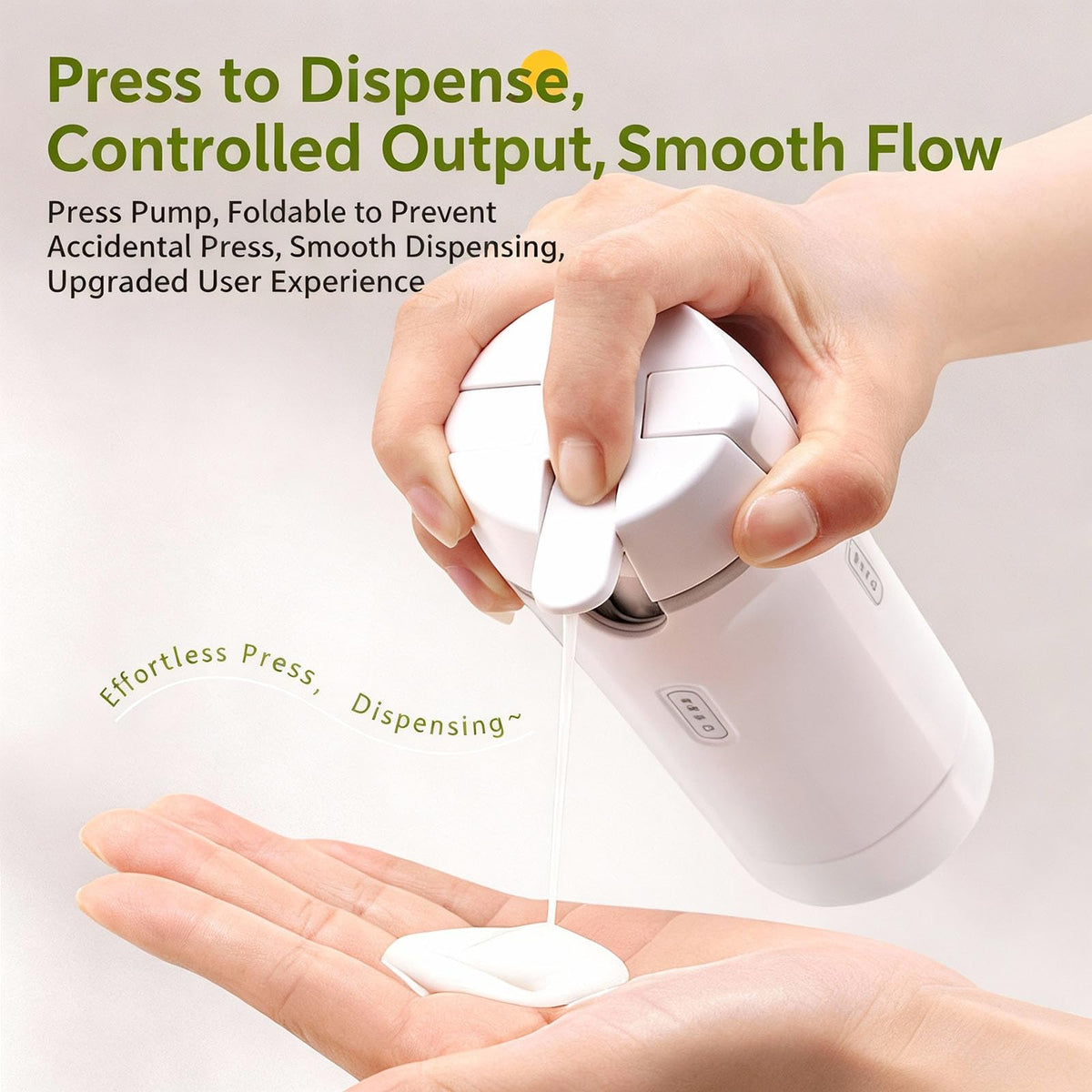 RSN close-up of push-down button enabling controlled dispensing with one hand